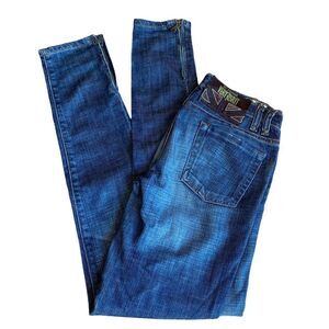 GF Ferre Very Brit Vintage Jeans Zippered Tapered Ankle Size 27 Retail $495